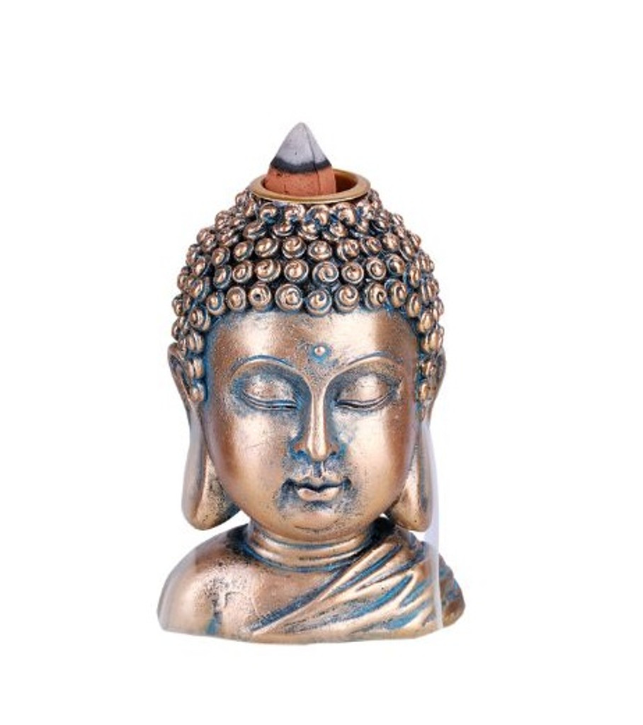 PT Buddha Head Hand Painted Resin Backflow Incense Burner