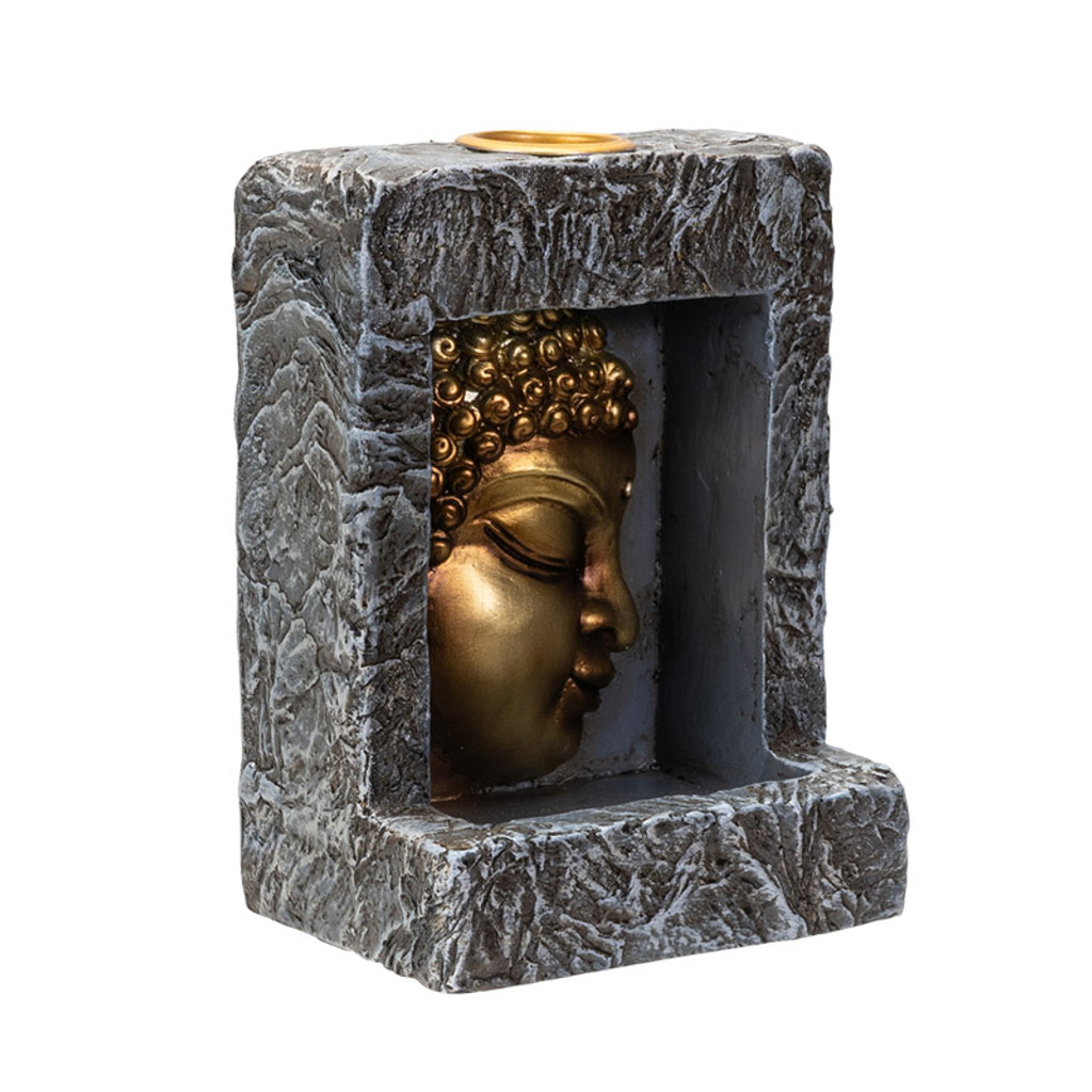 PT Gold Buddha Head Resin Backflow Incense Burner