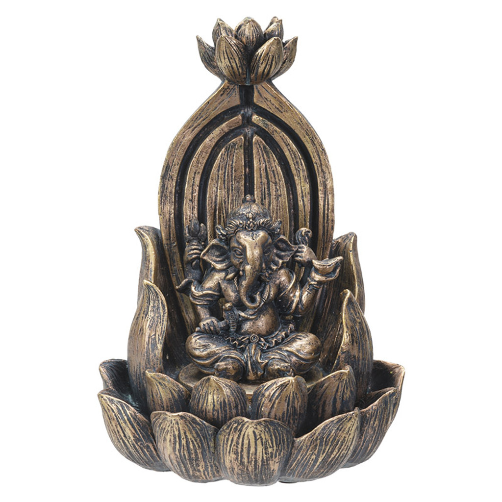 PT Ganesha sur brûleur d’encens à reflux en résine de lotus 