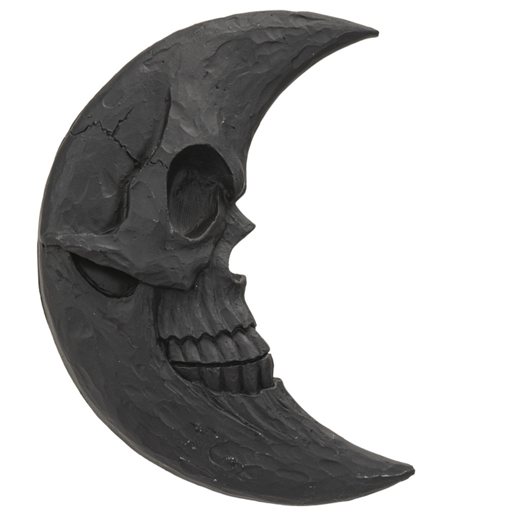 PT Black Crescent Skull Moon Handheld Mirror