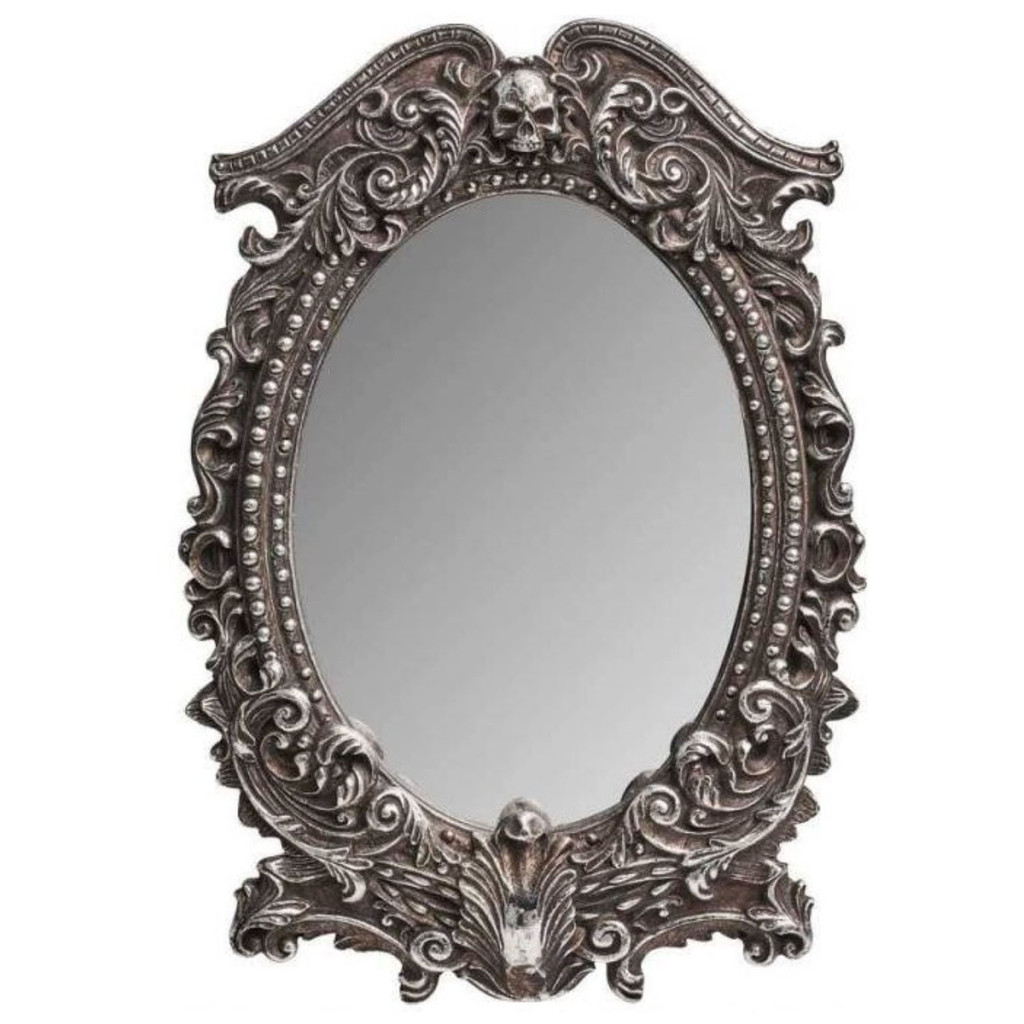 PT Masque of the Rose Antique Silver Resin Stand Mirror