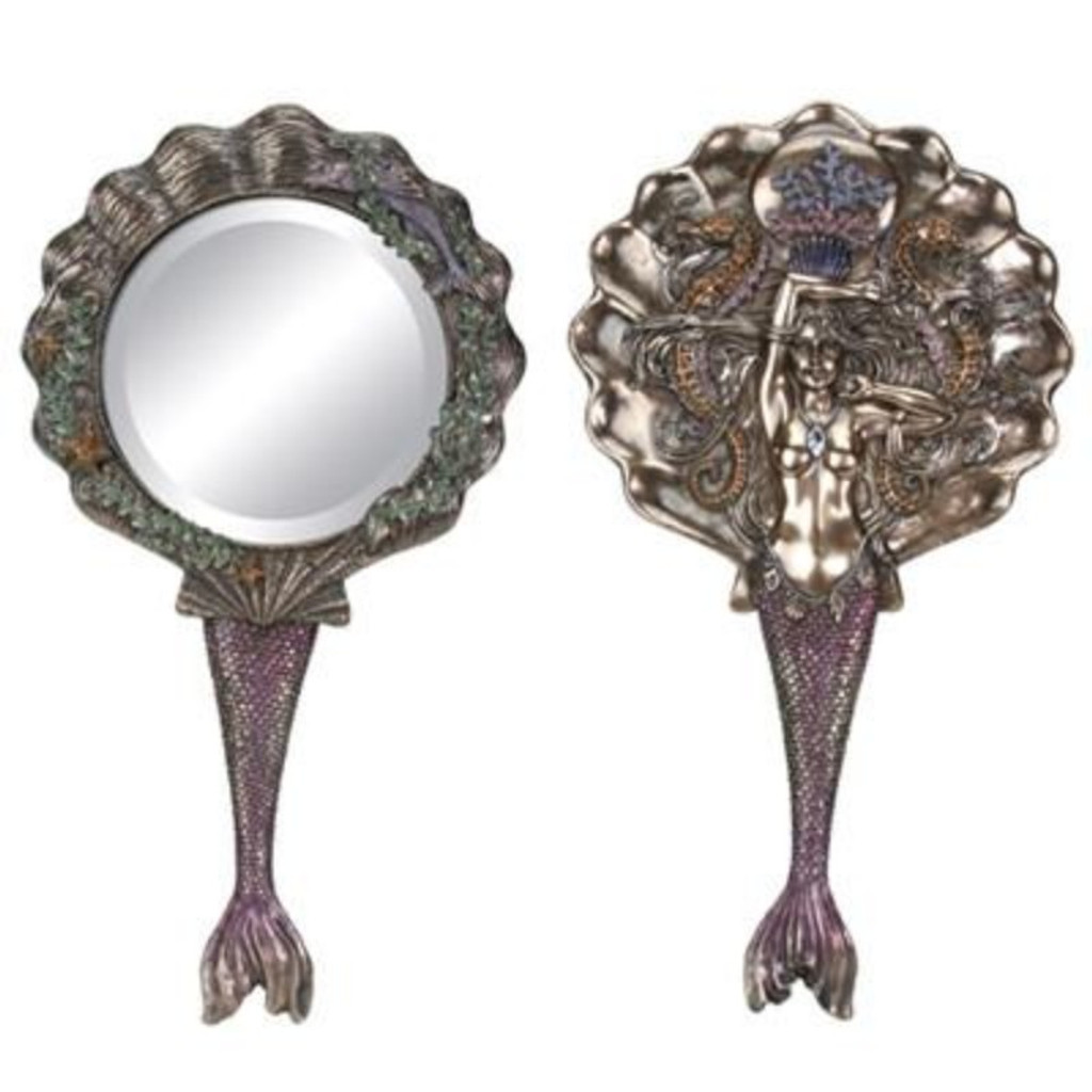 Espelho de mão em resina de concha de sereia Pt