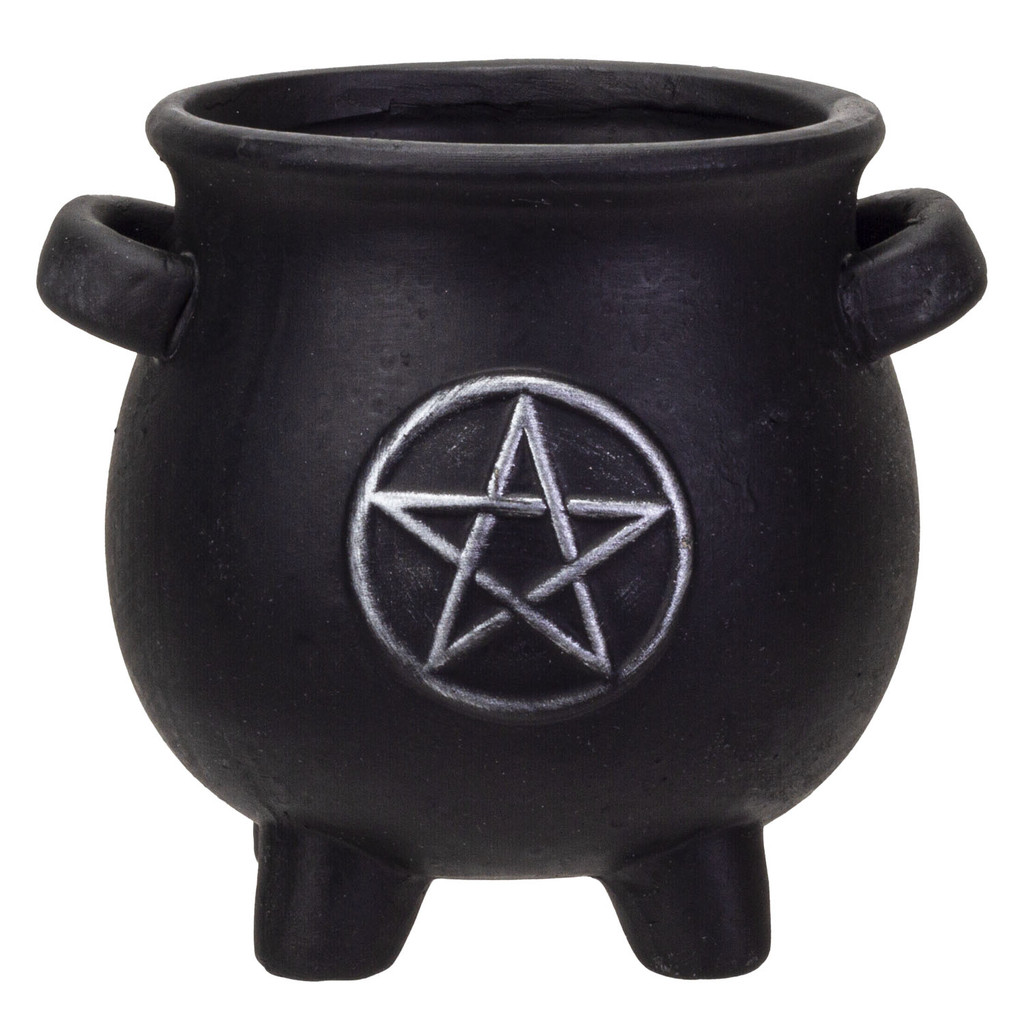 PT Black Pentagram Terracotta Caldron Planter Pot 