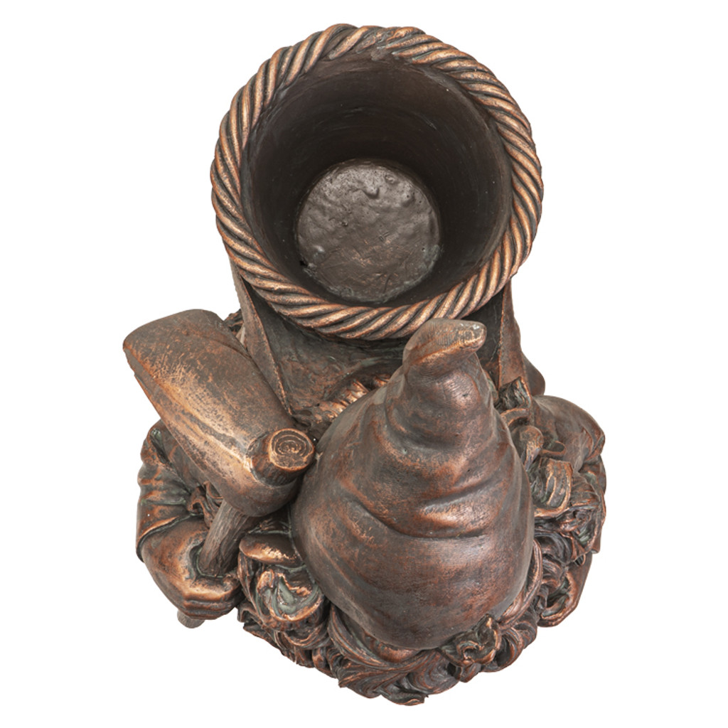 Pot de fleurs de gnome de cueillette de jardin en bronze Pt 