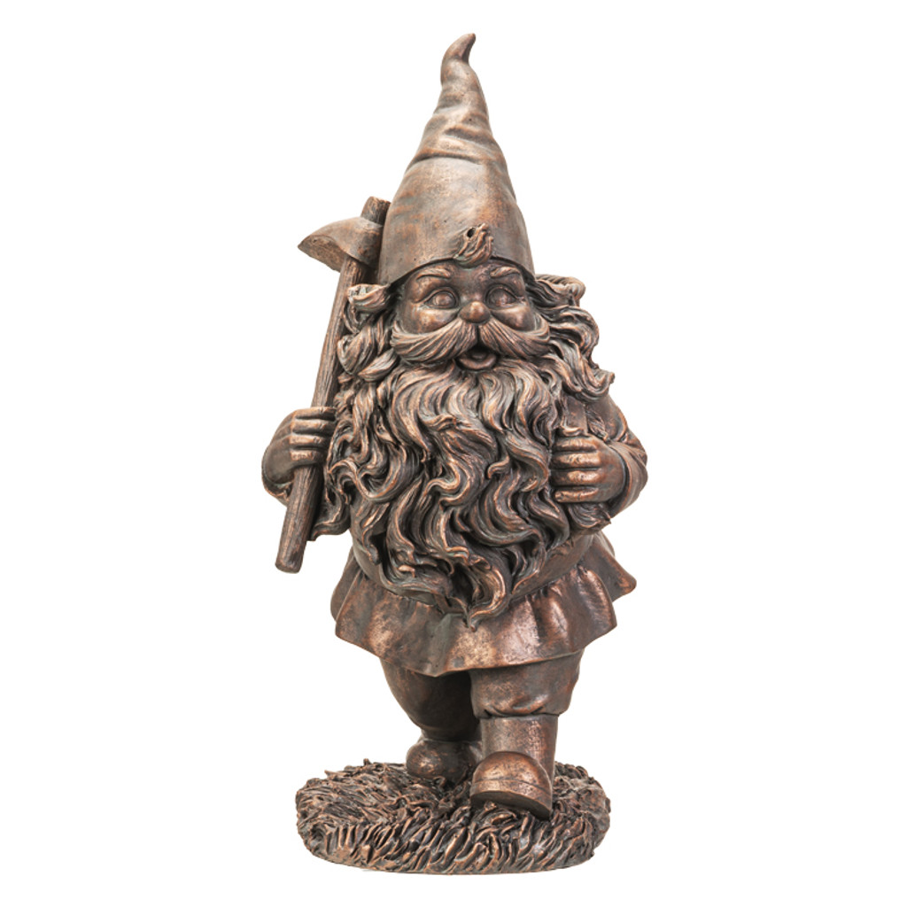 PT Bronze Garden Picking Gnome Flower Planter 