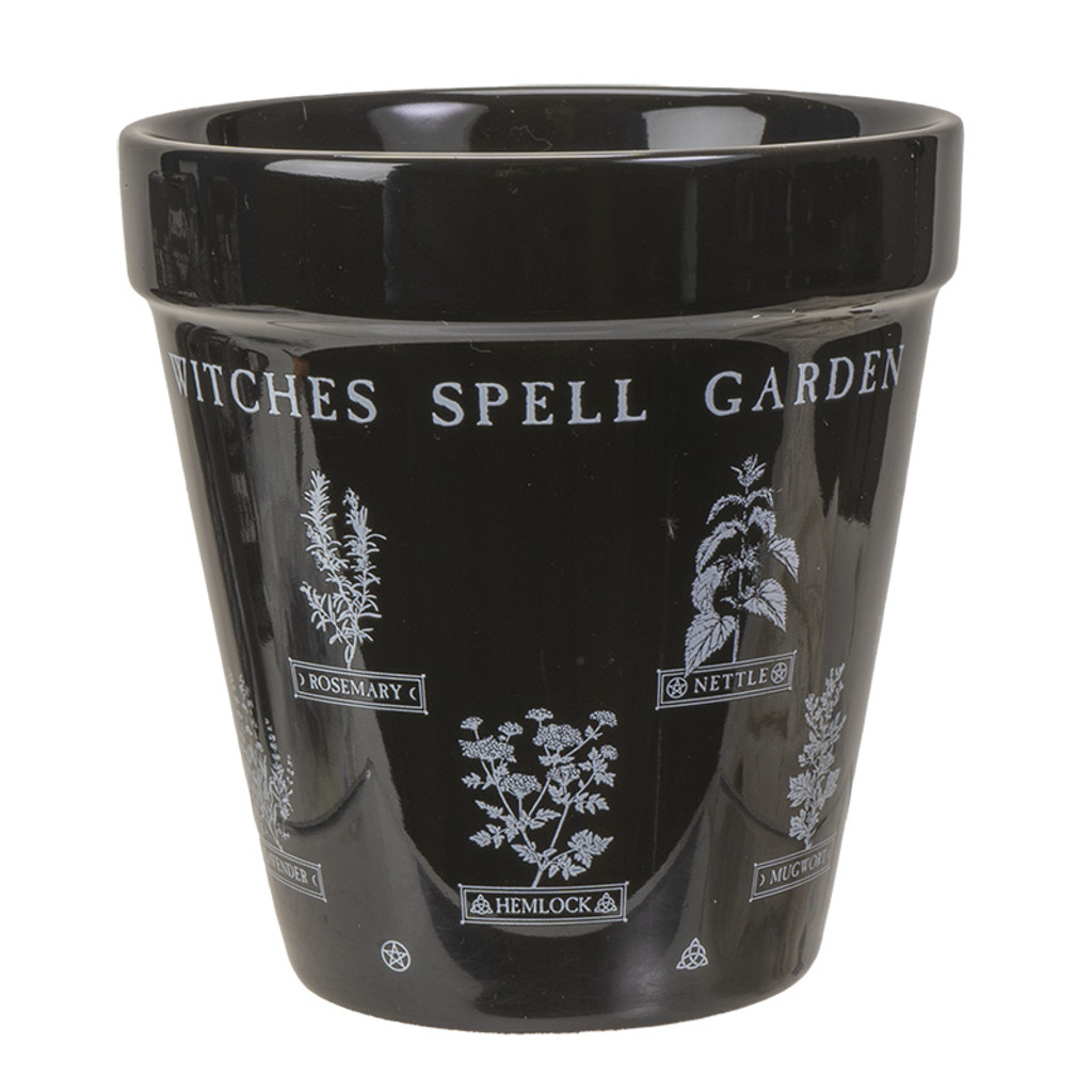 PT Black Witches Spell Garden Herbs Planter Pot