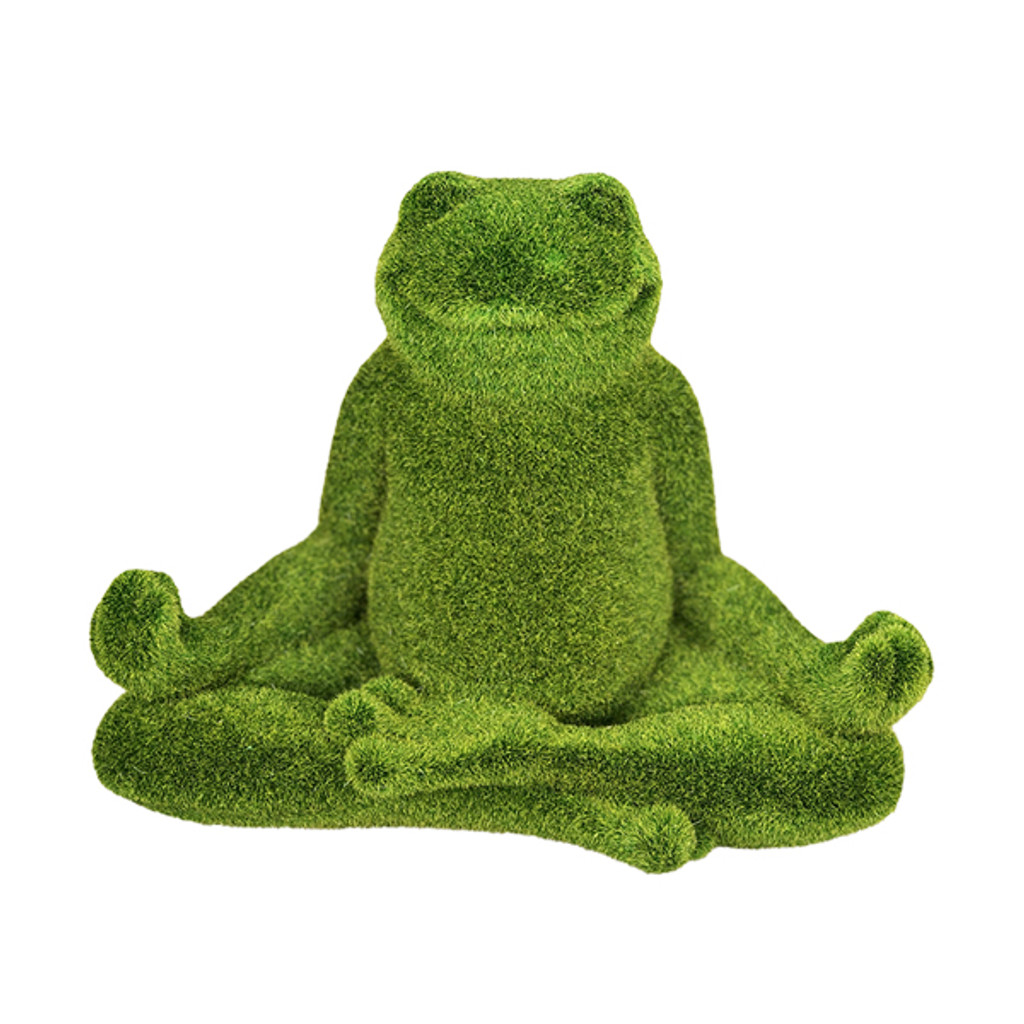 PT Green Mossy Meditation Yoga Frog Figurine de décoration pour la maison et le jardin