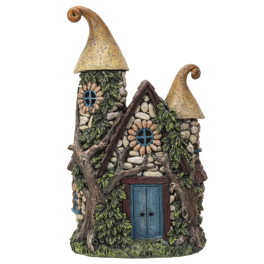 PT Creeping Ivy Stone Resin Fairy House med LED-lys 
