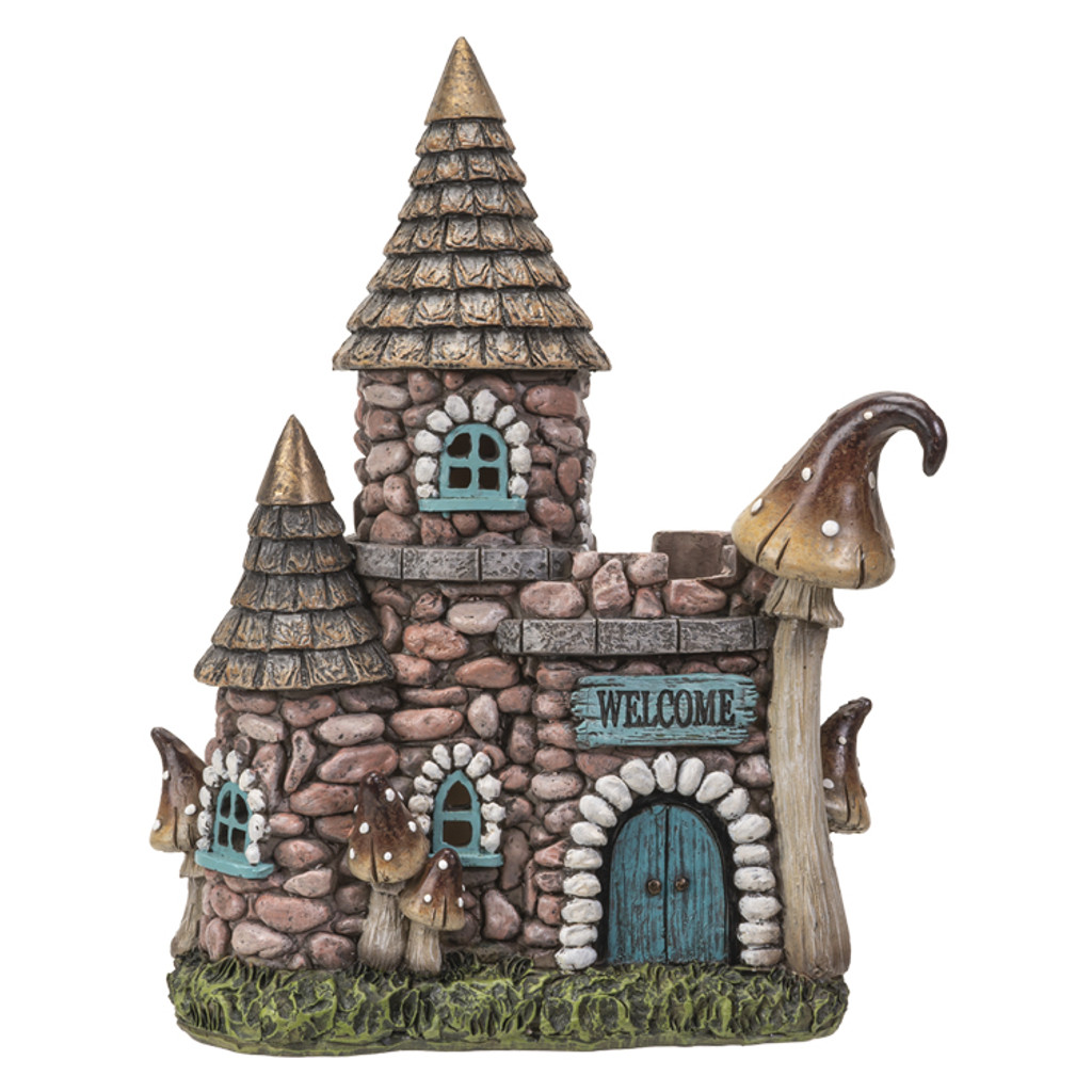 PT Stone Mushroom Resin Fairy House with LED Light