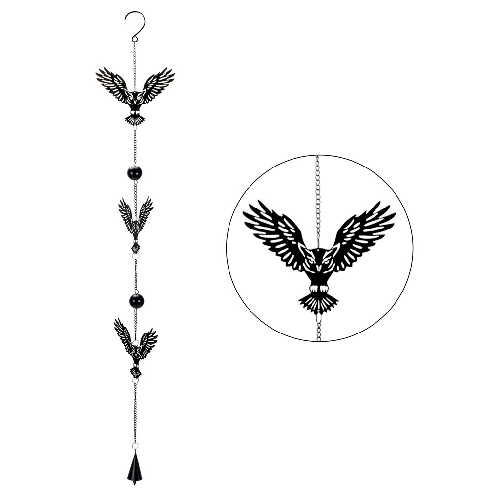 PT Black Night Owl Powder Coated Metal Hanging Decoration 