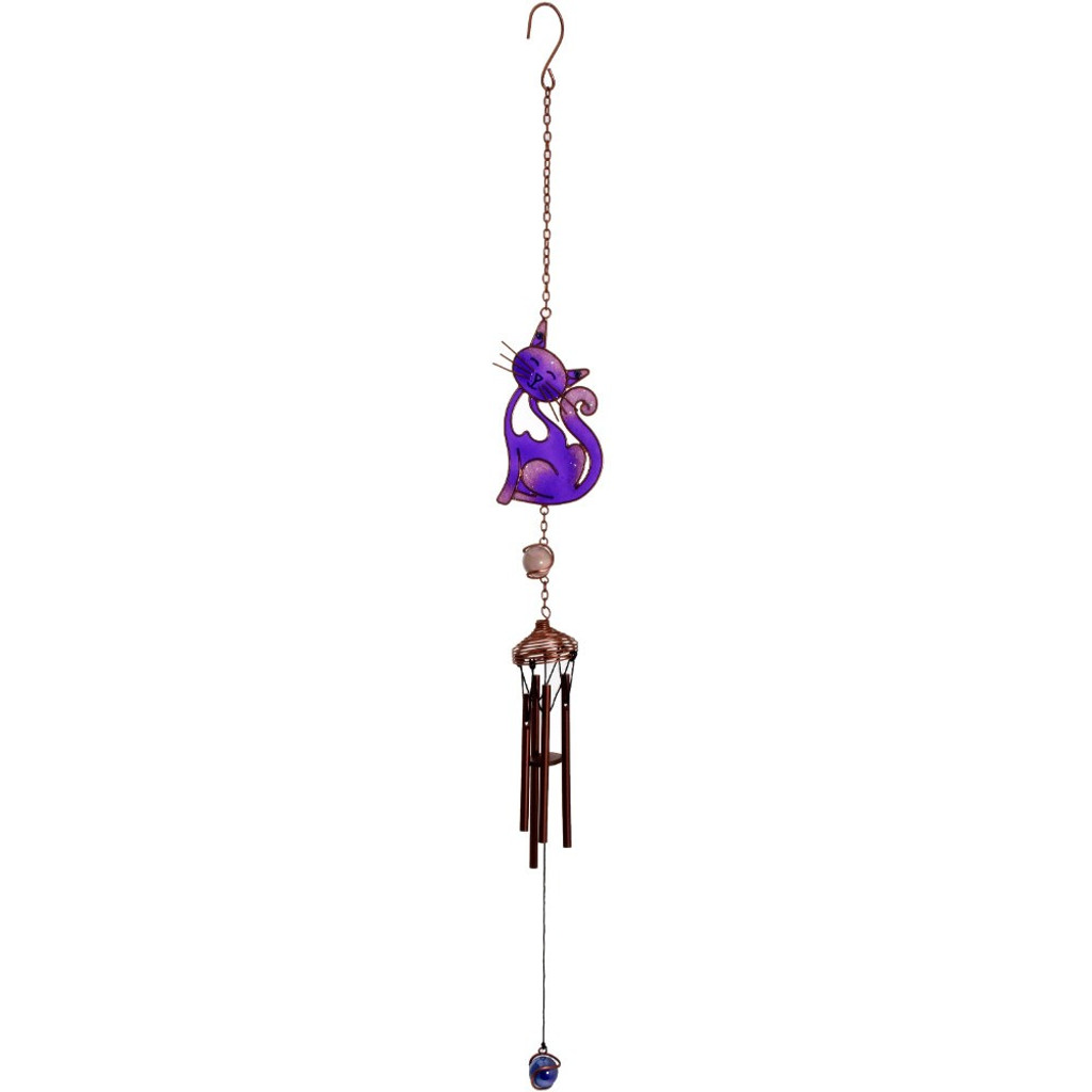 Carillon éolien en métal chat violet Pt 
