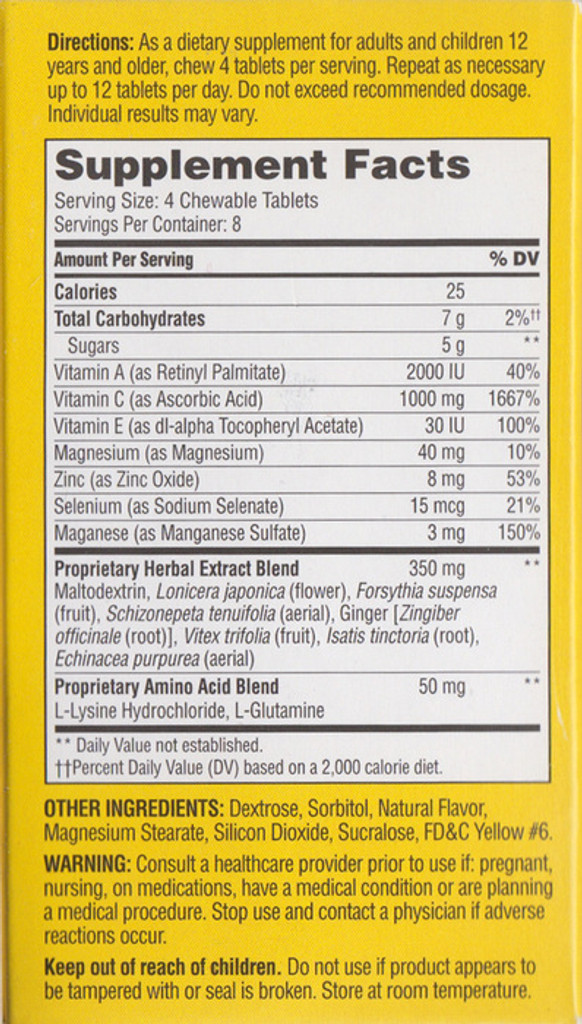 tabletas masticables cítricas de apoyo al sistema inmunológico de inmublastos del siglo XXI, 32 unidades 