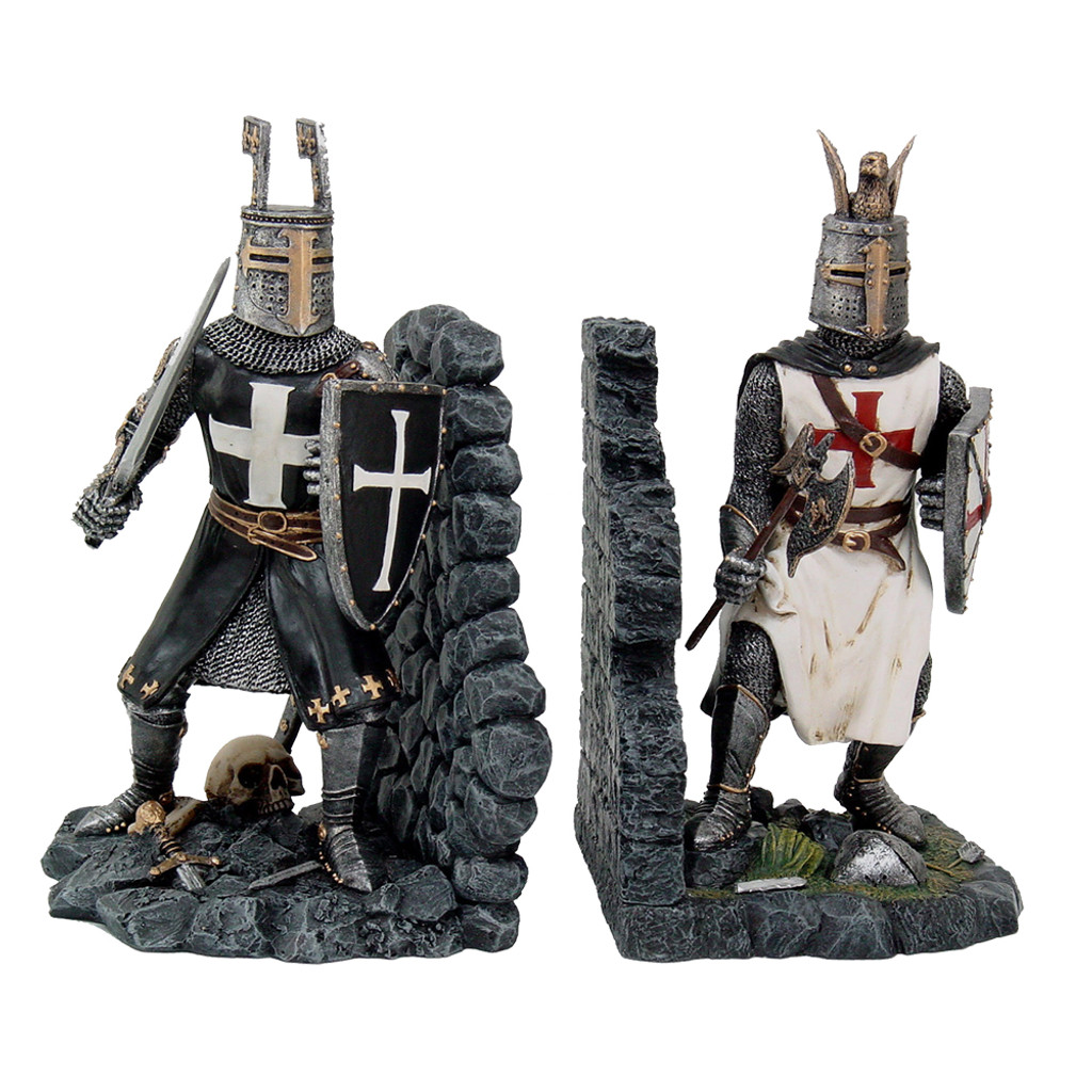 PT Crusader Knights Hand Painted Resin Bookends 