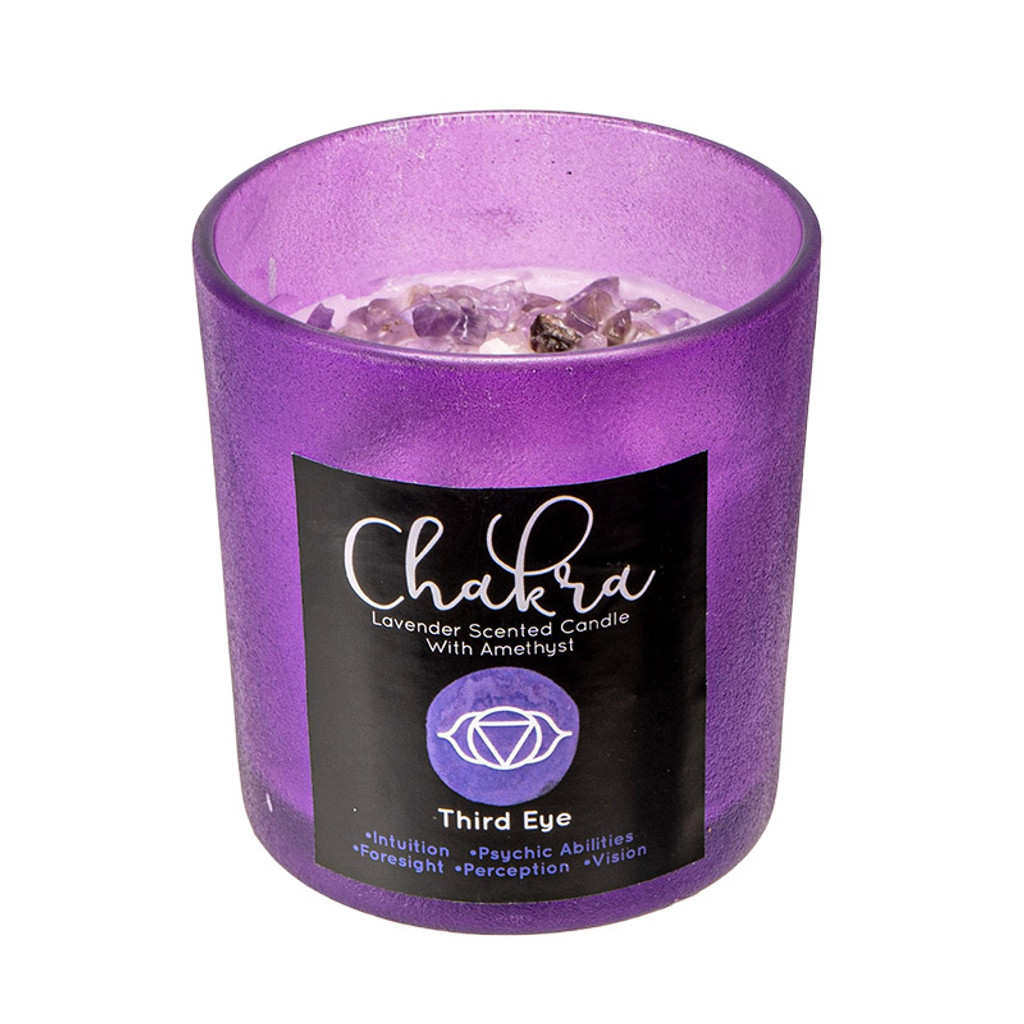 PT Third Eye Chakra Lavender Scented Candle with Amethyst