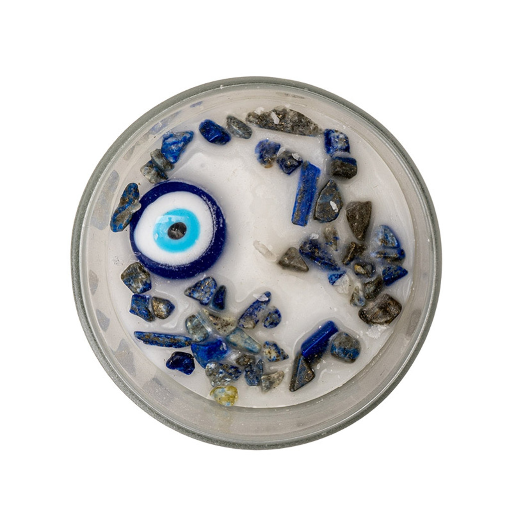 PT All Seeing Eye White Sage Scented Protection Charm Candle with Handmade Glass Protection Eye