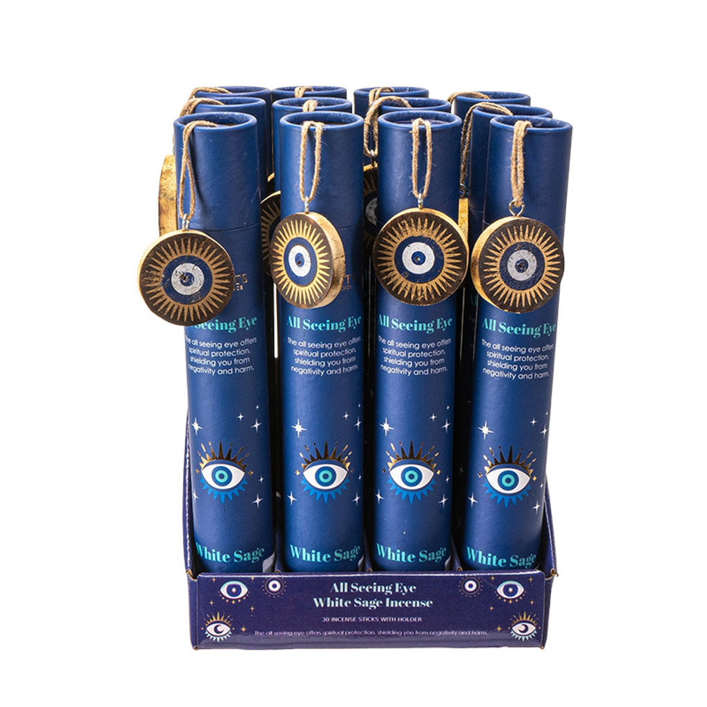 PT All Seeing Eye White Sage Scented Protection Incenso Sticks Display - Caixa com 12