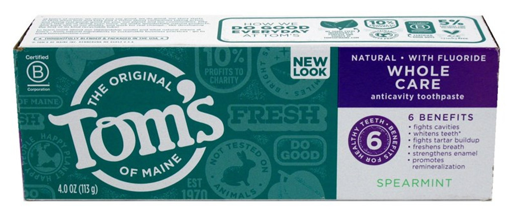 Toms Nat Toothpaste Whole Care Spearmint 4oz X 3 Packs