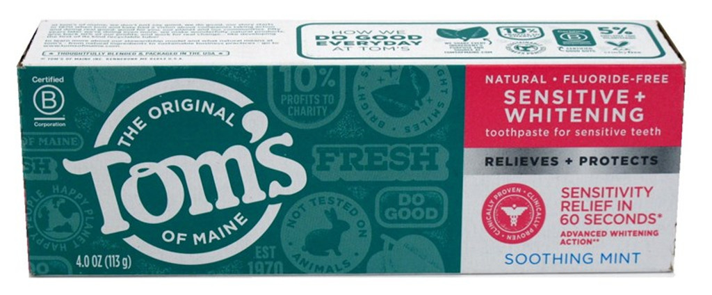 Toms nat pasta de dientes sensible + blanqueamiento calmante menta 4oz