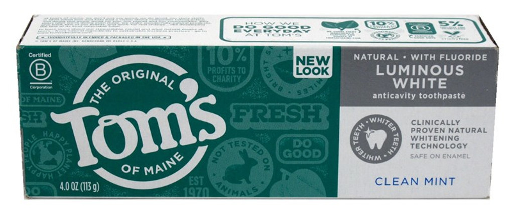 Toms Nat Toothpaste Luminous White Clean Mint 4oz X 3 Packs