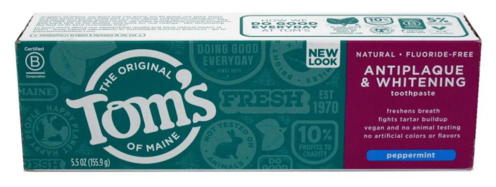 Toms Nat Toothpaste Antiplaque + Whitening Peppermint 5.5oz X 3 Packs