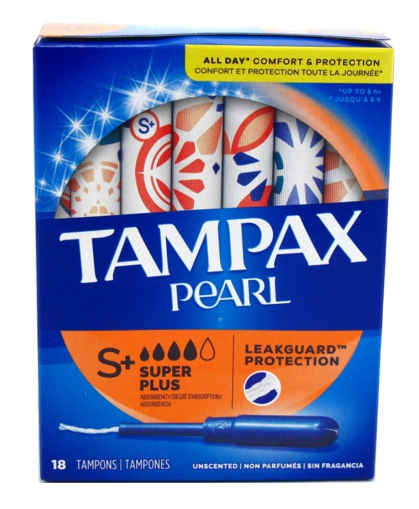 Tampões Tampax Pearl Super Plus 18 contagens sem perfume x 3 pacotes