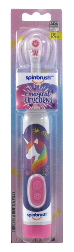 Spinbrush cepillo de dientes eléctrico unicornios suave x 3 paquetes