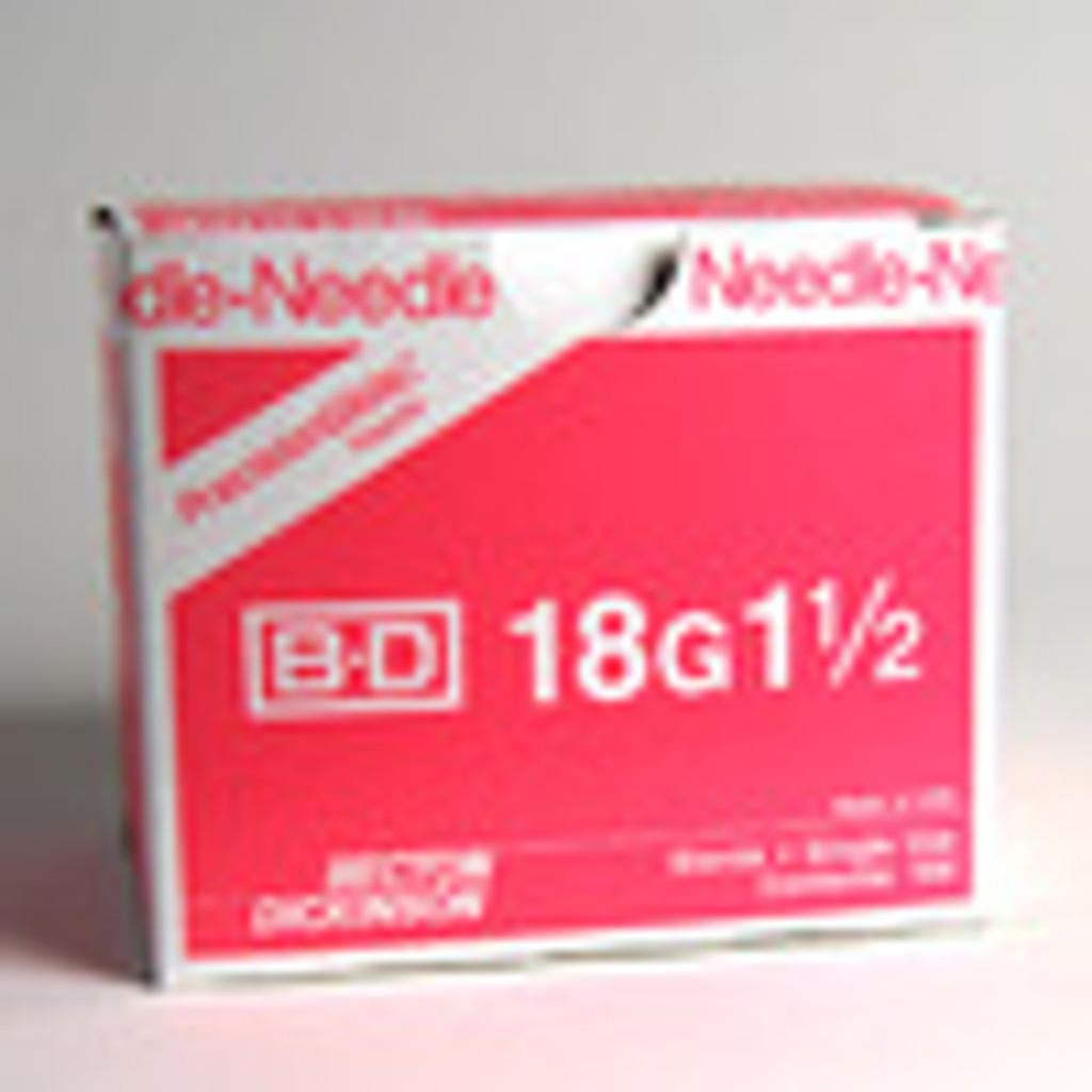 BD Needle Only 18 Gauge 1.5 inch 100/box  