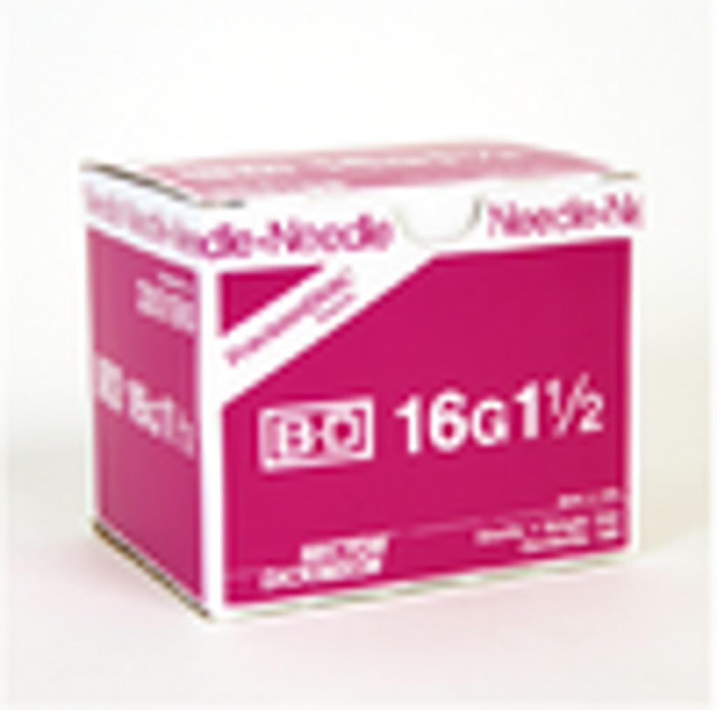 BD Disposable Needle Only 16 Gauge 1 1/2 inch 100/box