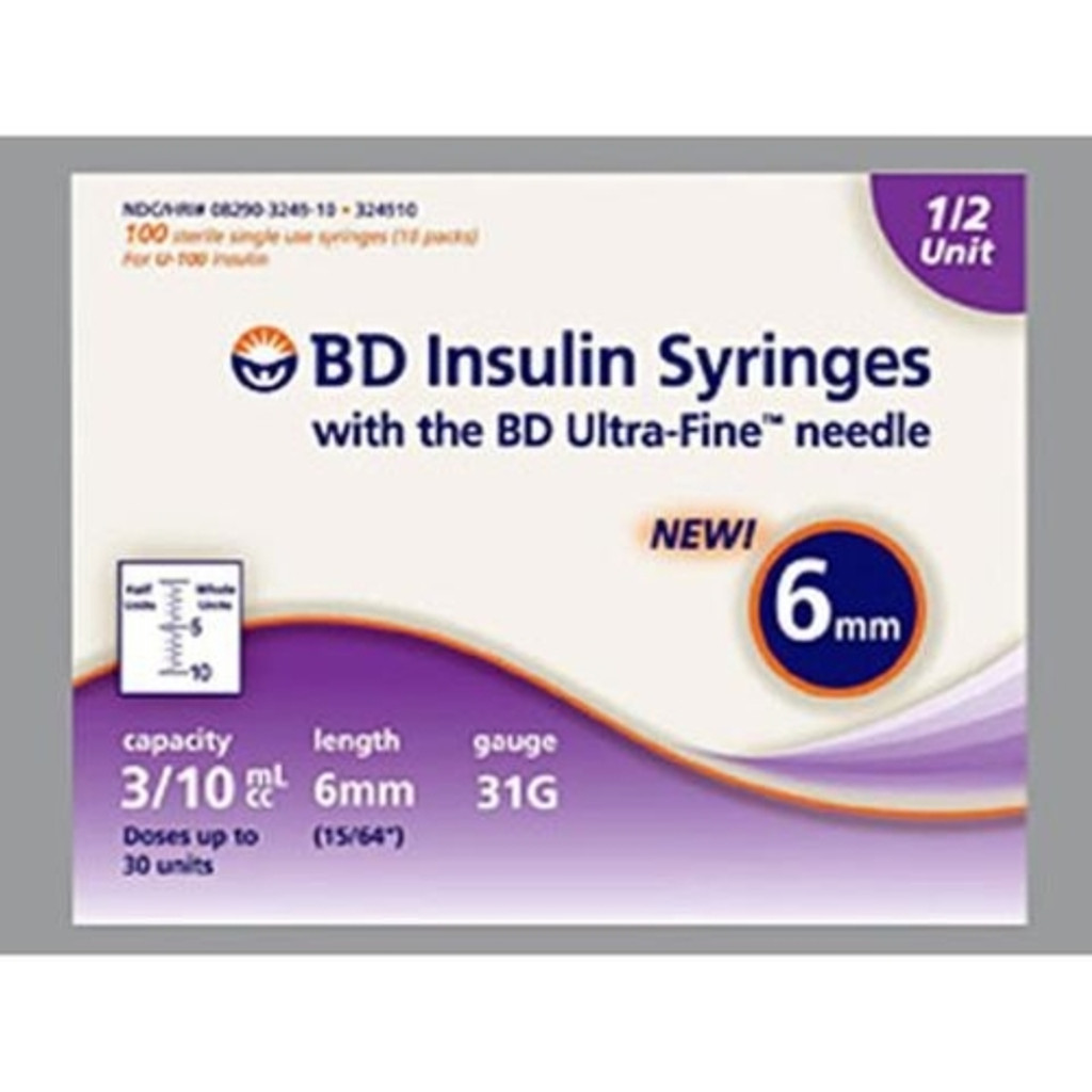 BD Insulin Syringe with UltraFine Needle 3/10mL 6mm 31 G