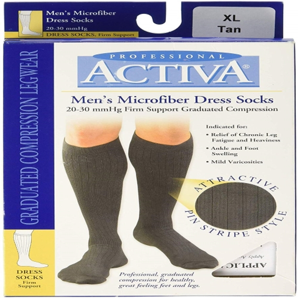 Activa Mens Microfiber Pinstripe Dress Socks 20-30 mmHg