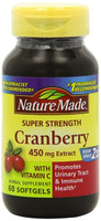 Nature Made Super Strength, Cranberry 450 mg with Vitamin C, 60 Softgels