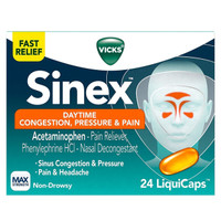 Vicks Sinex Congestion diurne, soulagement de la pression et de la douleur, 24 LiquiCaps