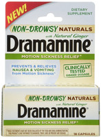 Dramamine Niet-slaperige Naturals met natuurlijke gember 18 stuks