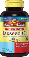 Nature Made Organic Flaxseed Oil 1400 mg 700mg Omega 3 100 Liquid Softgels