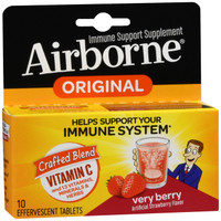 Airborne Very Berry Effervescent Tablets 10 count 1000mg of Vitamin C