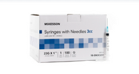 McKesson Syringe with Hypodermic Needle 3 mL 23 Gauge 1 Inch Detachable Needle Without Safety Box of 100