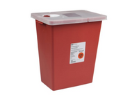 SharpSafety Multi-purpose Sharps Container 1-Piece 17.5H X 15.5W X 11D Inch 8 Gallon Red Base Hinged Lid