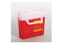 Multi-purpose Sharps Container 1-Piece 10.75H X 10.75W X 4D Inch 5 Quart Red Base Horizontal Entry Lid