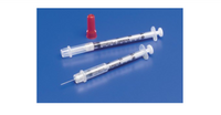 Monoject Tuberculin Syringe with Needle 1 mL 25 Gauge 5/8 Inch Attached Needle Sliding Safety Needle Box of 100