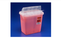 SharpSafety Multi-purpose Sharps Container 12-3/4 H X 7-1/4 D X 10-1/2 W Inch 2 Gallon Red Base Clear Lid Horizontal Entry Lid 