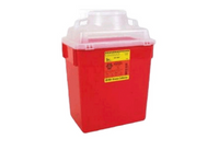 Multi-purpose Sharps Container 1-Piece 17.5H X 12.5W X 8.5D Inch 6 Gallon Red Base Funnel Lid