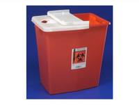 SharpSafety Multi-purpose Sharps Container 1-Piece 18.75H X 18.25W X 12.75D Inch 12 Gallon Red Base Vertical Entry Hinged Lid 