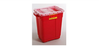 Multi-purpose Sharps Container 1-Piece 18H X 7.5W X 10.5D Inch 9 Gallon Red Base Vertical Entry Lid 