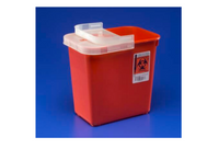 SharpSafety Multi-purpose Sharps Container 1-Piece 10H X 10.5W X 7.25D Inch 2 Gallon Red Base Hinged Lid