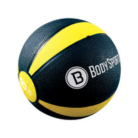 BODY SPORT MEDICINE BALL WITH ILLUSTRATED EXERCISE GUIDE, 8 LBS., YELLOW, CONTAINS LATEX
