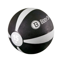 BODY SPORT MEDICINE BALL WITH ILLUSTRATED EXERCISE GUIDE 15LBS GRAY CONTAINS LATEX
