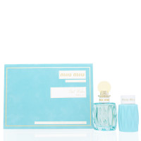  مجموعة Miu Miu L'eau bleue/miuccia prada (ث) بخاخ EDP، 3.4 أونصة، لوشن للجسم، 3.4 أونصة في صندوق هدايا مستطيل مفتوح من الأعلى 