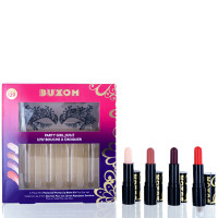  Buxom/Partygirl-Schmollmund-Set, feuriger Lippenbalsam, 0,11 Unzen gespülter Lippenbalsam, 0,11 Unzen leuchtender Lippenbalsam, 0,11 Unzen Big-O-Lippenbalsam, 0,11 Unzen Augenschleieraufkleber im Lieferumfang enthalten