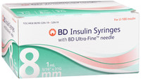BD ULTRAFINE II 8MM 31GX1CC syringe and needle insulin 1mL 100CT