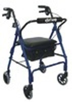 Andador con ruedas Drive Deluxe de aluminio con asiento acolchado, ruedas de 6" con cerraduras de palanca y bolsa